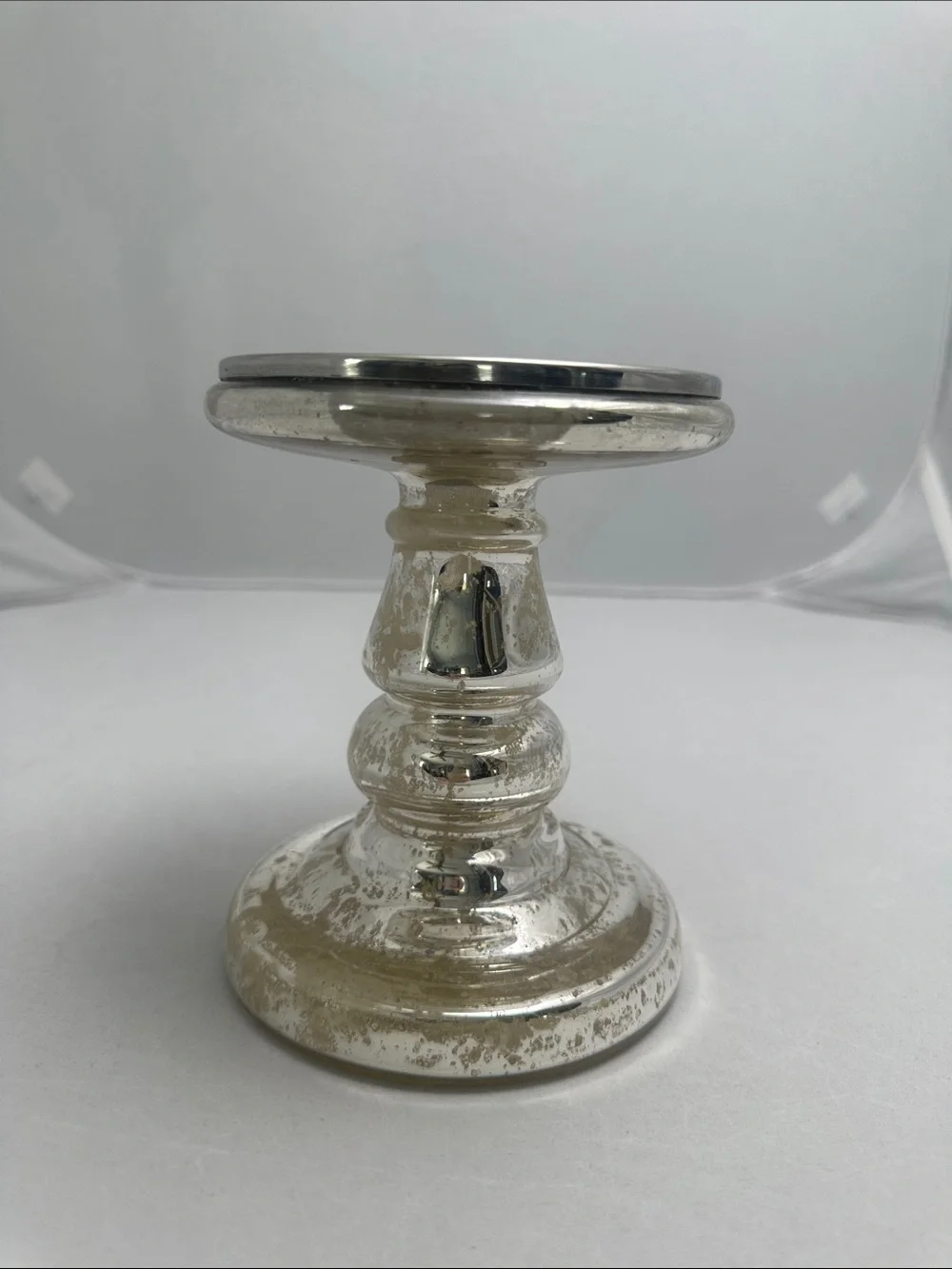 Pottery Barn Silver Mercury Glass Candle Holder